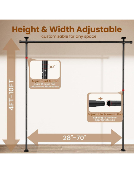 Varilla Divisoria Ajustable Bonpally 4-10 pies Sin Perforación