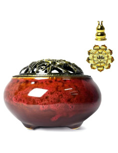 Quemador de Incienso de Cerámica X&Y Life Rojo 13.5cm