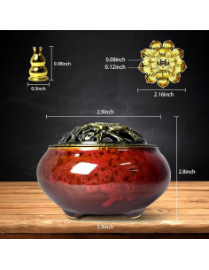 Quemador de Incienso de Cerámica X&Y Life Rojo 13.5cm 2