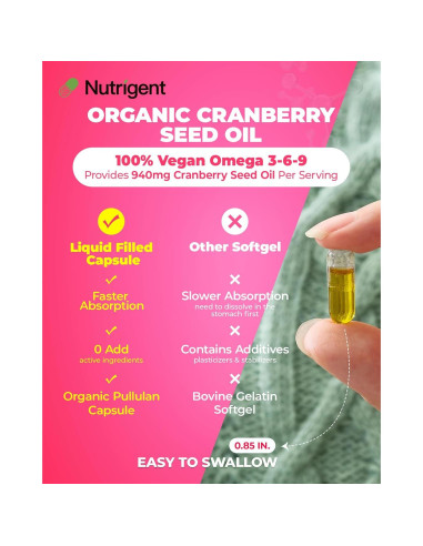 Aceite de Semilla de Arándano Orgánico Lefancaps 60 Cápsulas