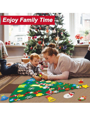 Árbol de Navidad de Fieltro Camlinbo 1.1m DIY con Luces y 34 Adornos