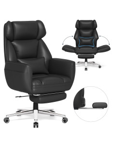 Silla Ergonómica GABRYLLY GY82766 Negra con Reposapiés y Soporte Lumbar