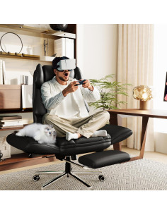 Silla Ergonómica GABRYLLY GY82766 Negra con Reposapiés y Soporte Lumbar 2