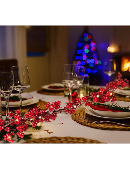 Guirnalda de Baya Roja Iluminada Syhood 1.83m Navidad