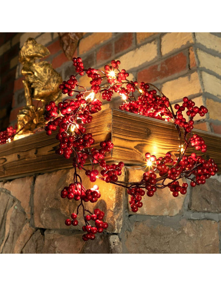 Guirnalda de Baya Roja Iluminada Syhood 1.83m Navidad