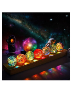 Set 7 Esferas de Cuarzo Cristal 40mm con Soporte LED Vskikris