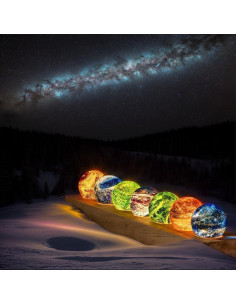 Set 7 Esferas de Cuarzo Cristal 40mm con Soporte LED Vskikris 2