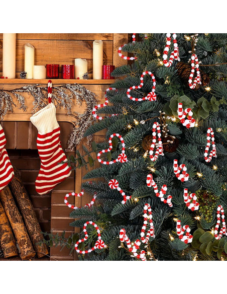 30 Decoraciones de Bastones de Caramelo HOHOTIME Rojo y Blanco