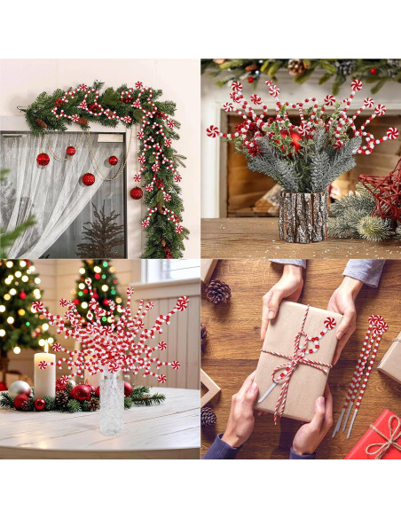30 Decoraciones de Bastones de Caramelo HOHOTIME Rojo y Blanco