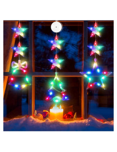 Luces de Ventana de Navidad CCINEE 3Pcs Multicolor con Ventosa