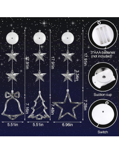 Luces de Ventana de Navidad CCINEE 3Pcs Multicolor con Ventosa 2