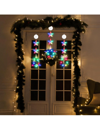 Luces de Ventana de Navidad CCINEE 3Pcs Multicolor con Ventosa