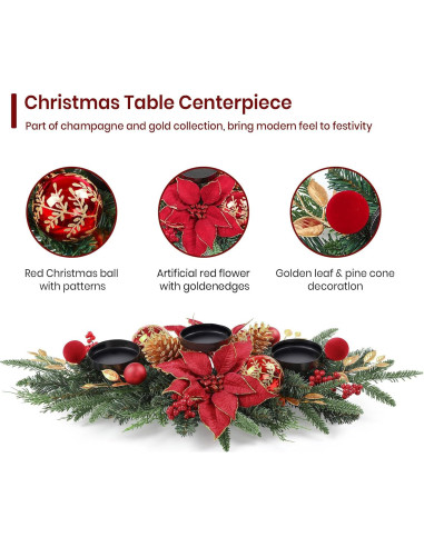 Centro de Mesa Navideño Alupssuc 71.12 cm con Soportes para Velas