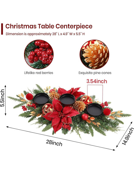Centro de Mesa Navideño Alupssuc 71.12 cm con Soportes para Velas
