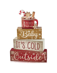 Decoración de Mesa Navideña Moucuny 4 Pcs Chocolate Caliente