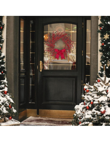 Corona Navideña Artificial Sggvecsy 45.72 cm con Baya Roja