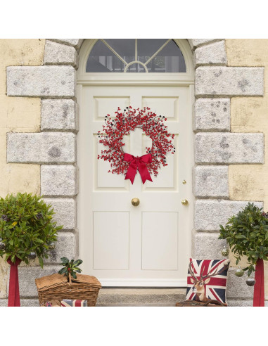 Corona Navideña Artificial Sggvecsy 45.72 cm con Baya Roja