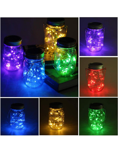 Luces de tapa solar para frascos de vidrio ANGMLN, 10 LEDs