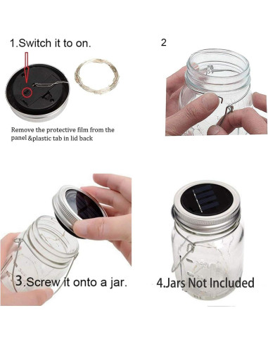 Luces de tapa solar para frascos de vidrio ANGMLN, 10 LEDs