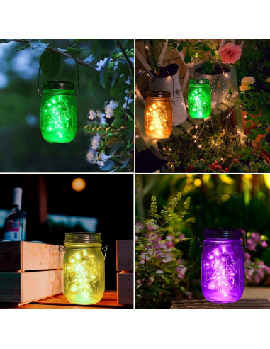 Luces de tapa solar para frascos de vidrio ANGMLN, 10 LEDs