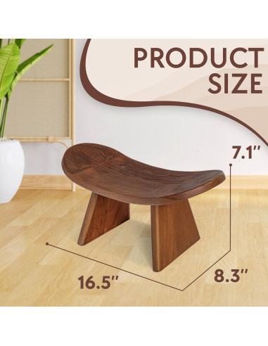 Banco de Meditación Ergonómico Vesoda - Madera de Mango 42x21x18 cm