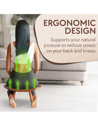 Banco de Meditación Ergonómico Vesoda - Madera de Mango 42x21x18 cm