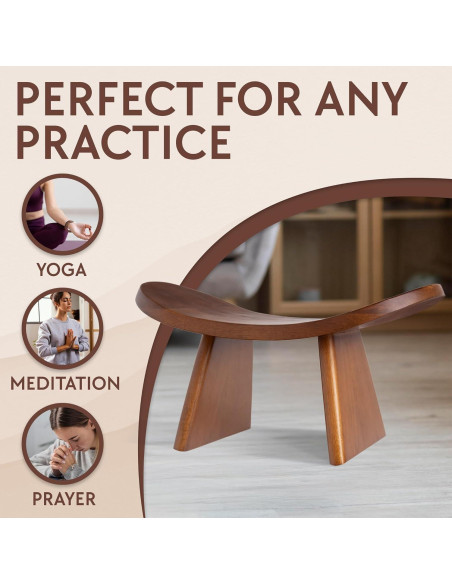 Banco de Meditación Ergonómico Vesoda - Madera de Mango 42x21x18 cm