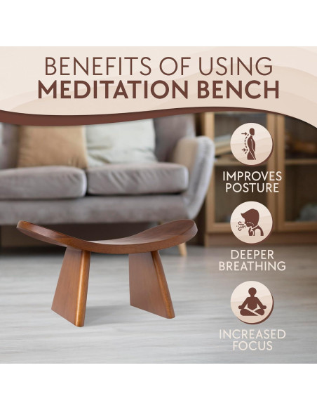 Banco de Meditación Ergonómico Vesoda - Madera de Mango 42x21x18 cm