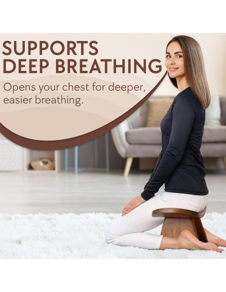 Banco de Meditación Ergonómico Vesoda - Madera de Mango 42x21x18 cm