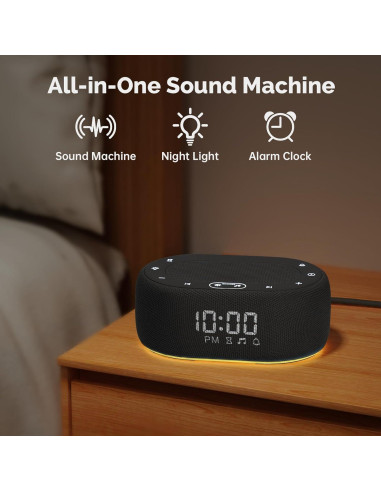 Máquina de Ruido Blanco 1Mii R3 con Luz Nocturna y App - Negro