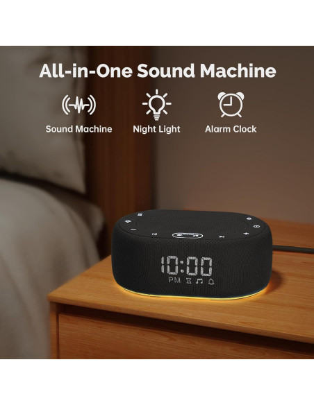 Máquina de Ruido Blanco 1Mii R3 con Luz Nocturna y App - Negro