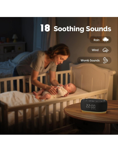 Máquina de Ruido Blanco 1Mii R3 con Luz Nocturna y App - Negro