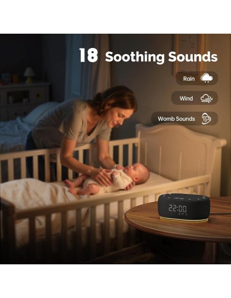 Máquina de Ruido Blanco 1Mii R3 con Luz Nocturna y App - Negro