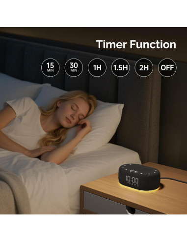 Máquina de Ruido Blanco 1Mii R3 con Luz Nocturna y App - Negro