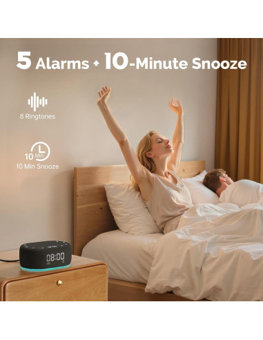 Máquina de Ruido Blanco 1Mii R3 con Luz Nocturna y App - Negro