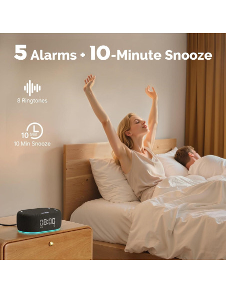 Máquina de Ruido Blanco 1Mii R3 con Luz Nocturna y App - Negro