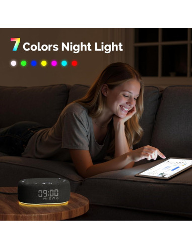 Máquina de Ruido Blanco 1Mii R3 con Luz Nocturna y App - Negro