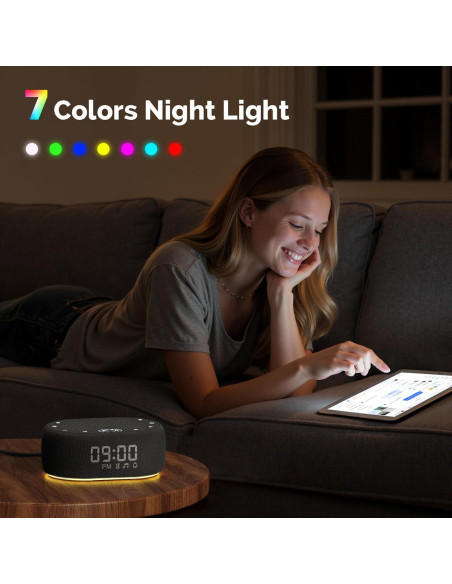 Máquina de Ruido Blanco 1Mii R3 con Luz Nocturna y App - Negro