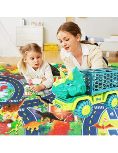 Camión de Dinosaurio HONGID con 15 Figuras y Alfombrilla 2