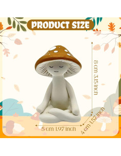 Estatua de Hongo de Meditación CYjorkbgg 8 cm Resina Decorativa 2