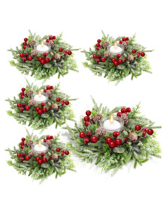 Lyrow 4 Anillos de Vela de Navidad con Berries Artificiales