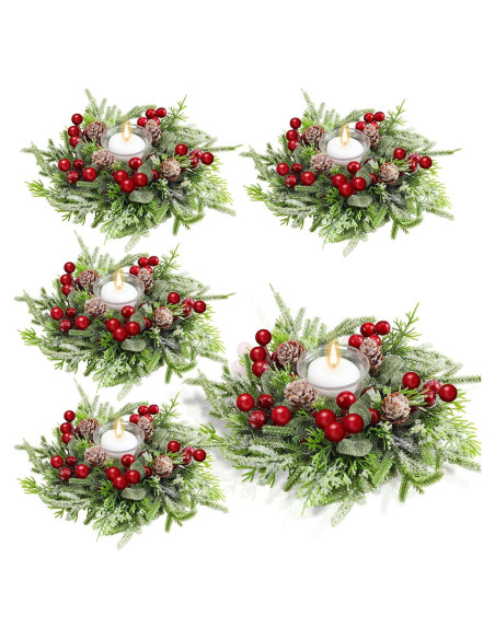 Lyrow 4 Anillos de Vela de Navidad con Berries Artificiales