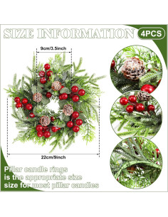 Lyrow 4 Anillos de Vela de Navidad con Berries Artificiales 2