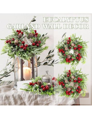 Lyrow 4 Anillos de Vela de Navidad con Berries Artificiales