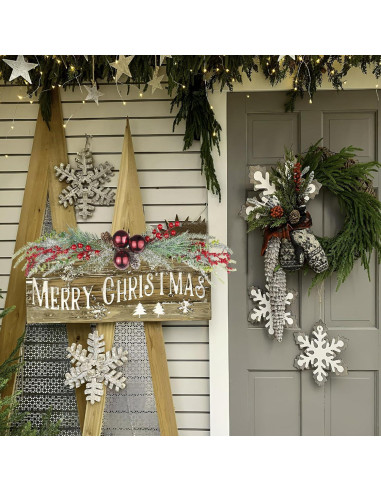 Corona Navideña Artificial CISDUEO 70 cm con Berries y Bolas Rojas