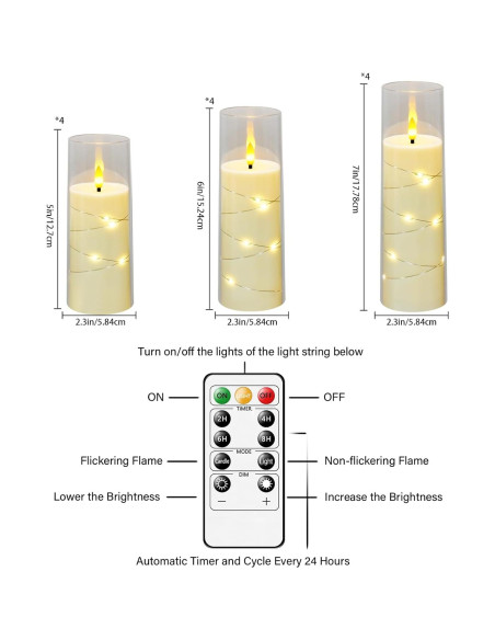 Velas LED Sin Llama Sasigeiaa con Control Remoto - 12 Piezas