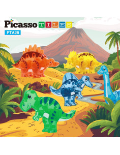 PicassoTiles Juego de Dinosaurios Magnéticos 5 Figuras STEM 2