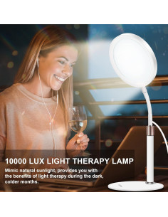 Lámpara de Terapia de Luz LED Sin UV 10000 Lux Ajustable 2