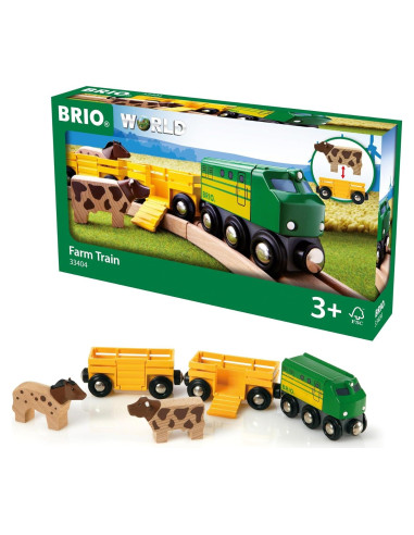 Conjunto de Tren de Granja BRIO 5 Piezas Madera Sostenible