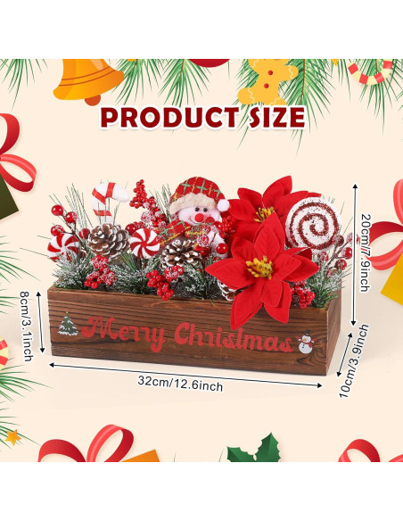 Centro de Mesa Navideño Dlerom con Arreglos Artificiales 32x10x8cm